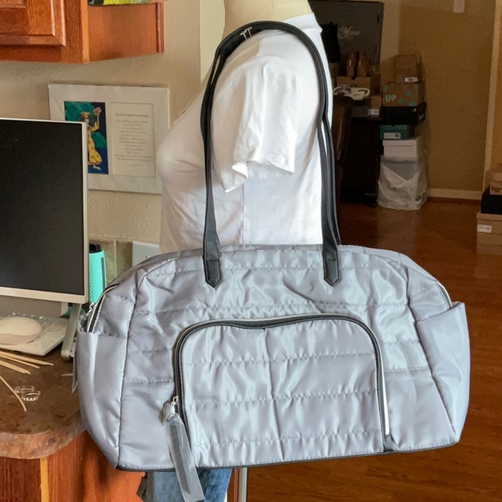 DSW Gray and Black Shoulder Weekend Duffle Bag, NIB